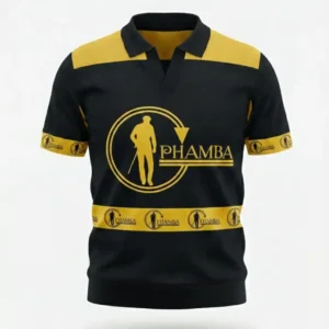 Prime Yellow Black Knitted Golf Shirt